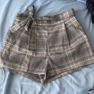 Cute plaid shorts with tie in the front